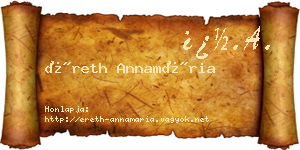Éreth Annamária névjegykártya